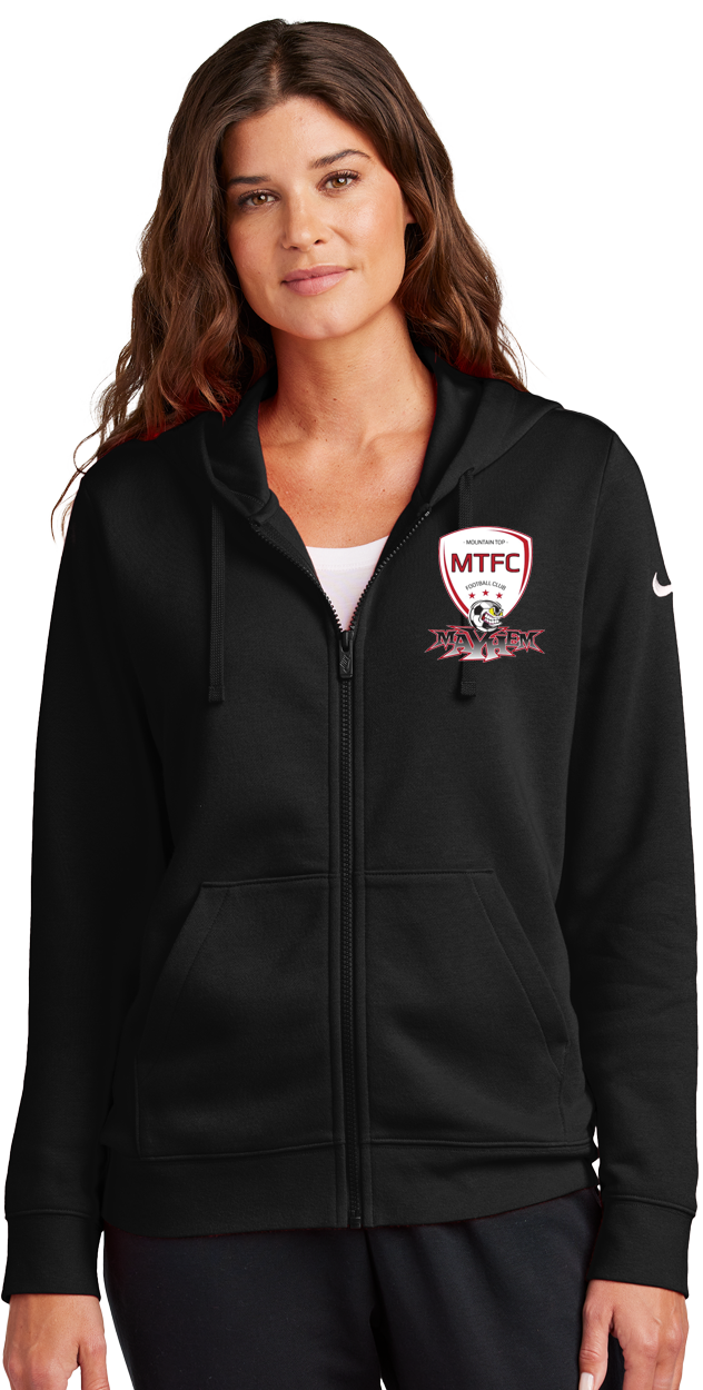 Nike Women's Club Fleece Sleeve Swoosh Full-Zip Hoodie - MAYHEM