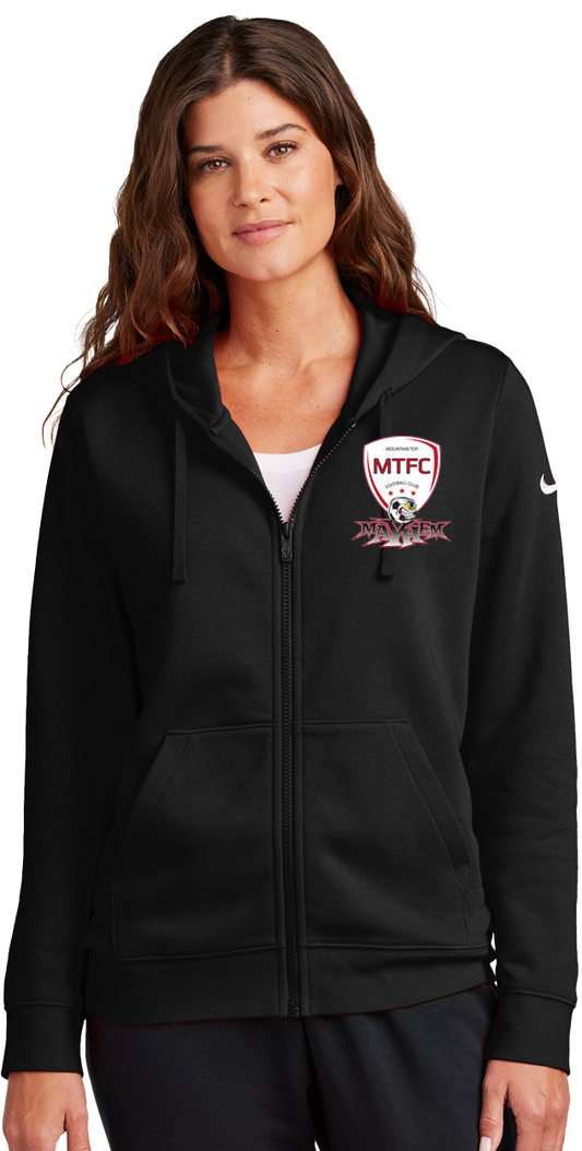 Nike Women's Club Fleece Sleeve Swoosh Full-Zip Hoodie - MAYHEM