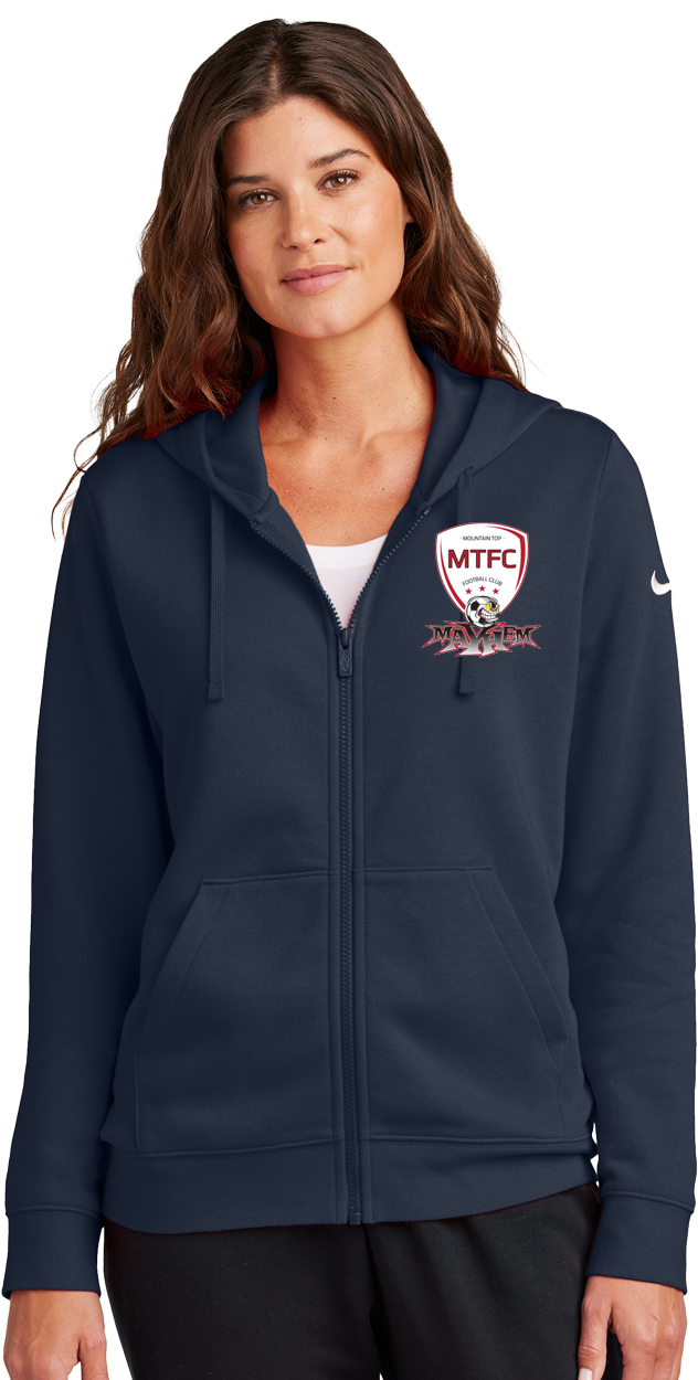 Nike Women's Club Fleece Sleeve Swoosh Full-Zip Hoodie - MAYHEM