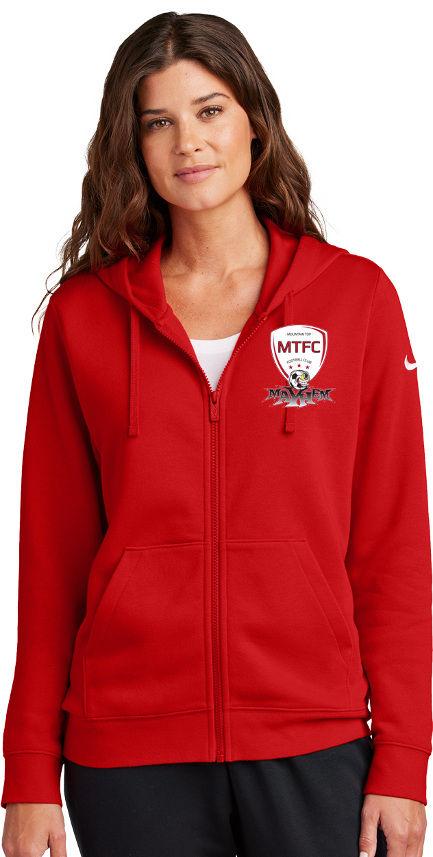 Nike Women's Club Fleece Sleeve Swoosh Full-Zip Hoodie - MAYHEM