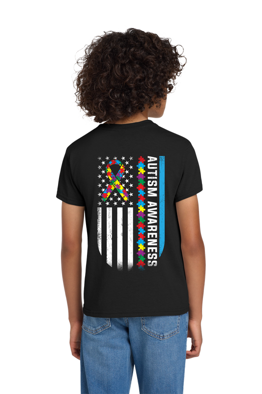 YOUTH AUTISM AWARENESS FLAG T SHIRT