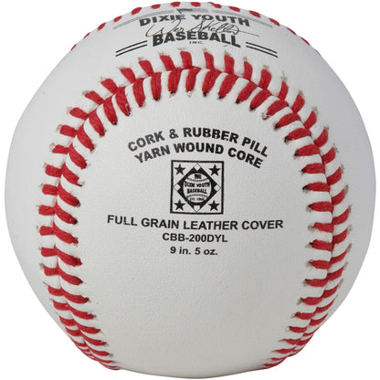 DIXIE LEAGUE APPROVED BASEBALL - FULL GRAIN LEATHER COVER - CATEGORY 1