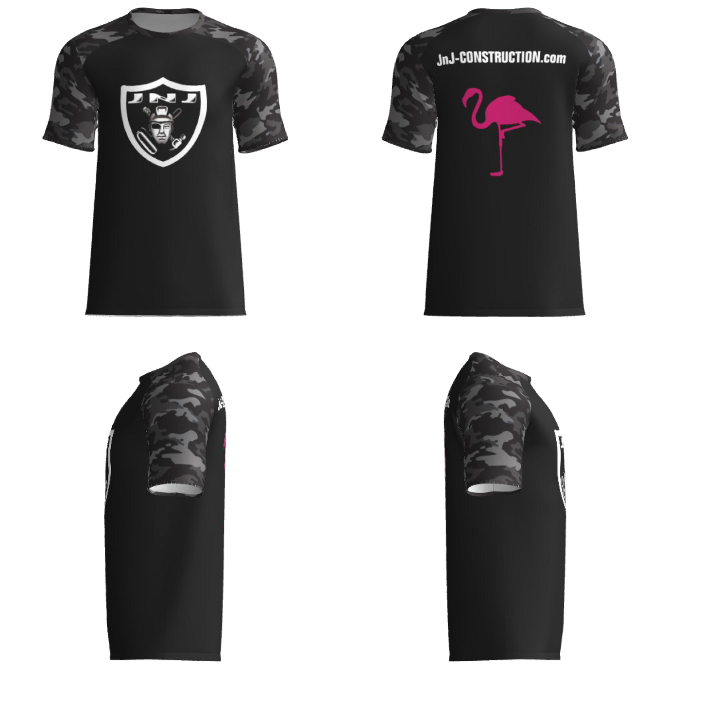 JnJ Construction - Black Camo t shirt